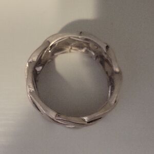 Chic Silver tone basket Weave Pattern Stretch Bracelet